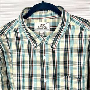 NWT New Madda Fella Cotton Plaid Long Sleeve Casual Button Down Oxford Shirt L